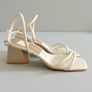 NWT DOLCE VITA Marcy Ankle Wrap Block Heel Sandals Ivory Stella